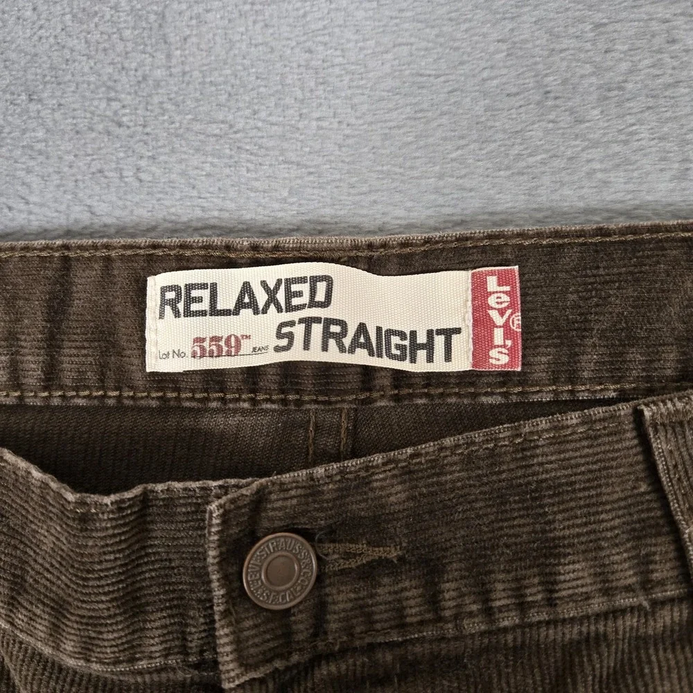 Vintage Levis Pants Mens 36x30 Brown 559 Corduroy Straight Relaxed Fit Pants Y2K
